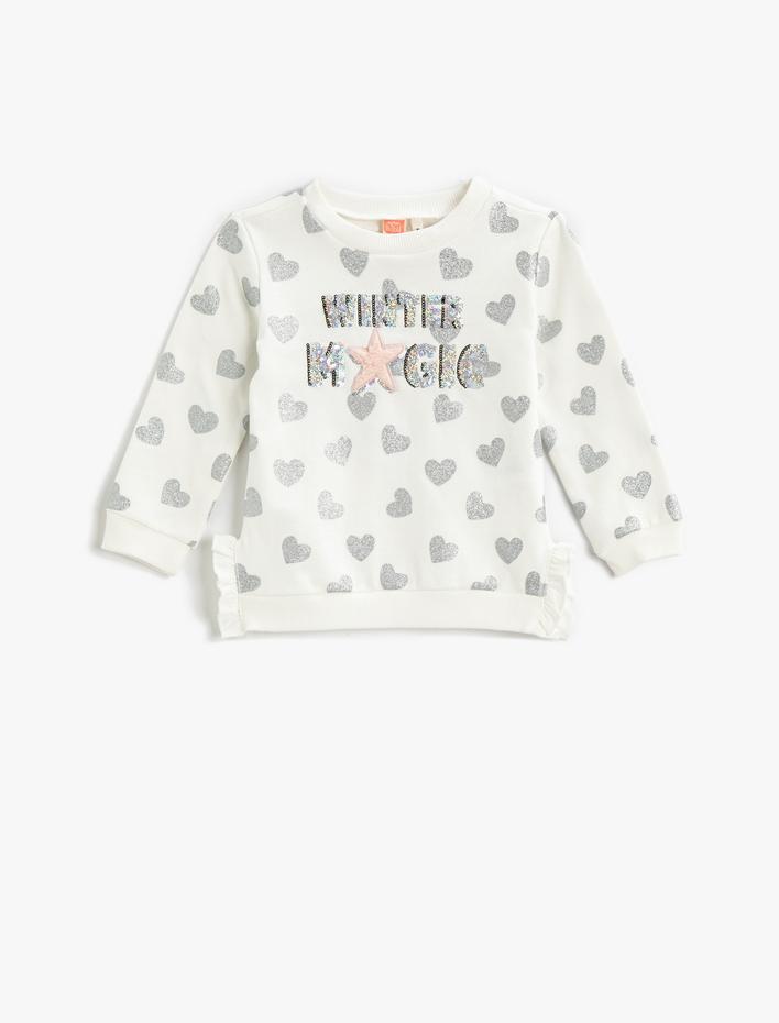 Kız Bebek Puantiyeli Baskılı Sweatshirt Pamuklu