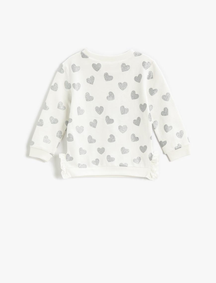  Kız Bebek Puantiyeli Baskılı Sweatshirt Pamuklu