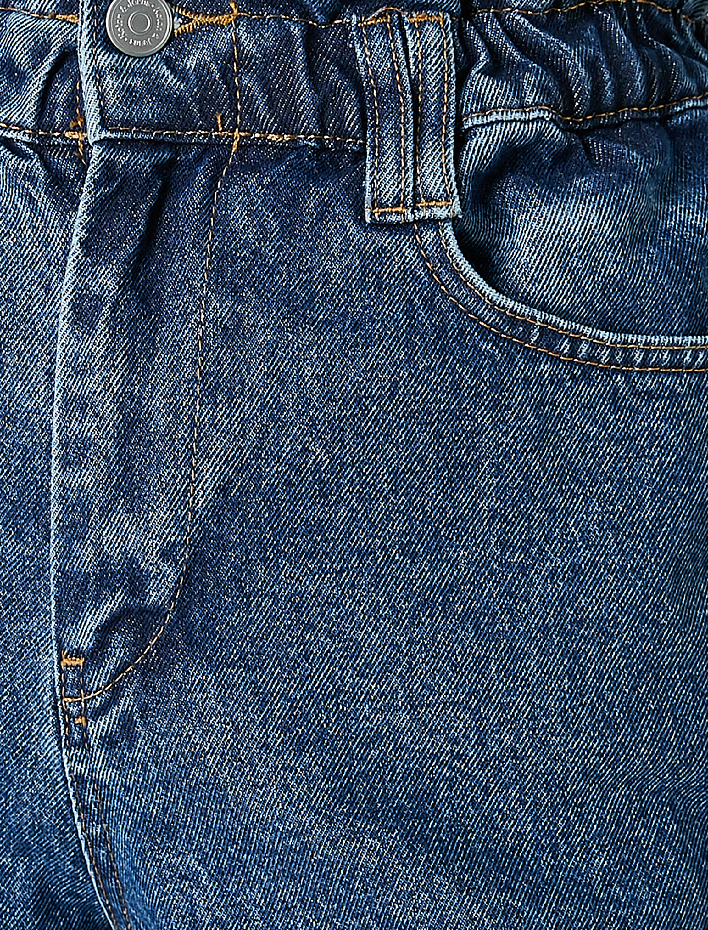 Beli Lastikli Yüksek Bel Kot Pantolon - Mom Jean