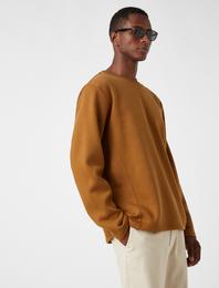 Basic Sweatshirt Şardonlu Bisiklet Yaka