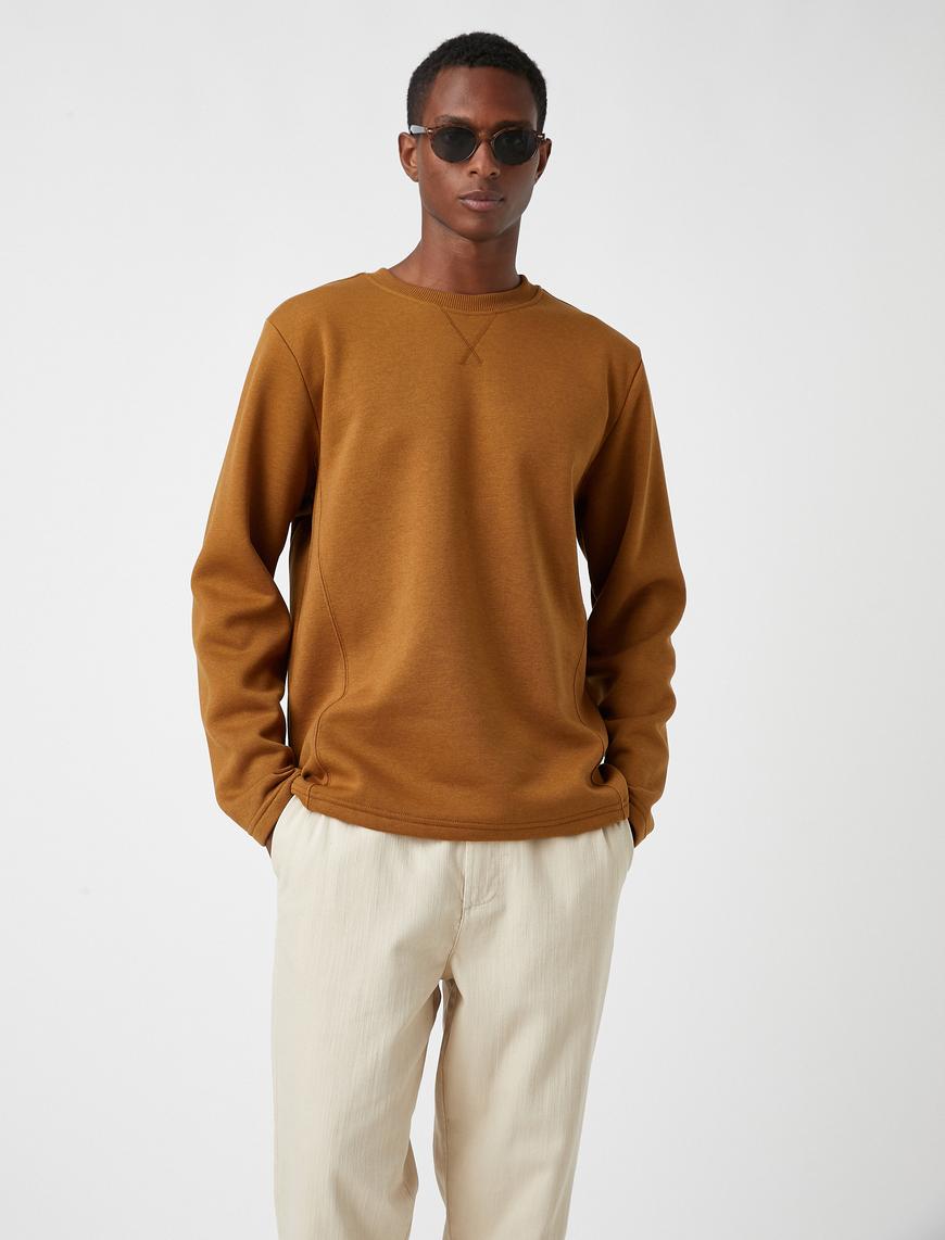   Basic Sweatshirt Şardonlu Bisiklet Yaka