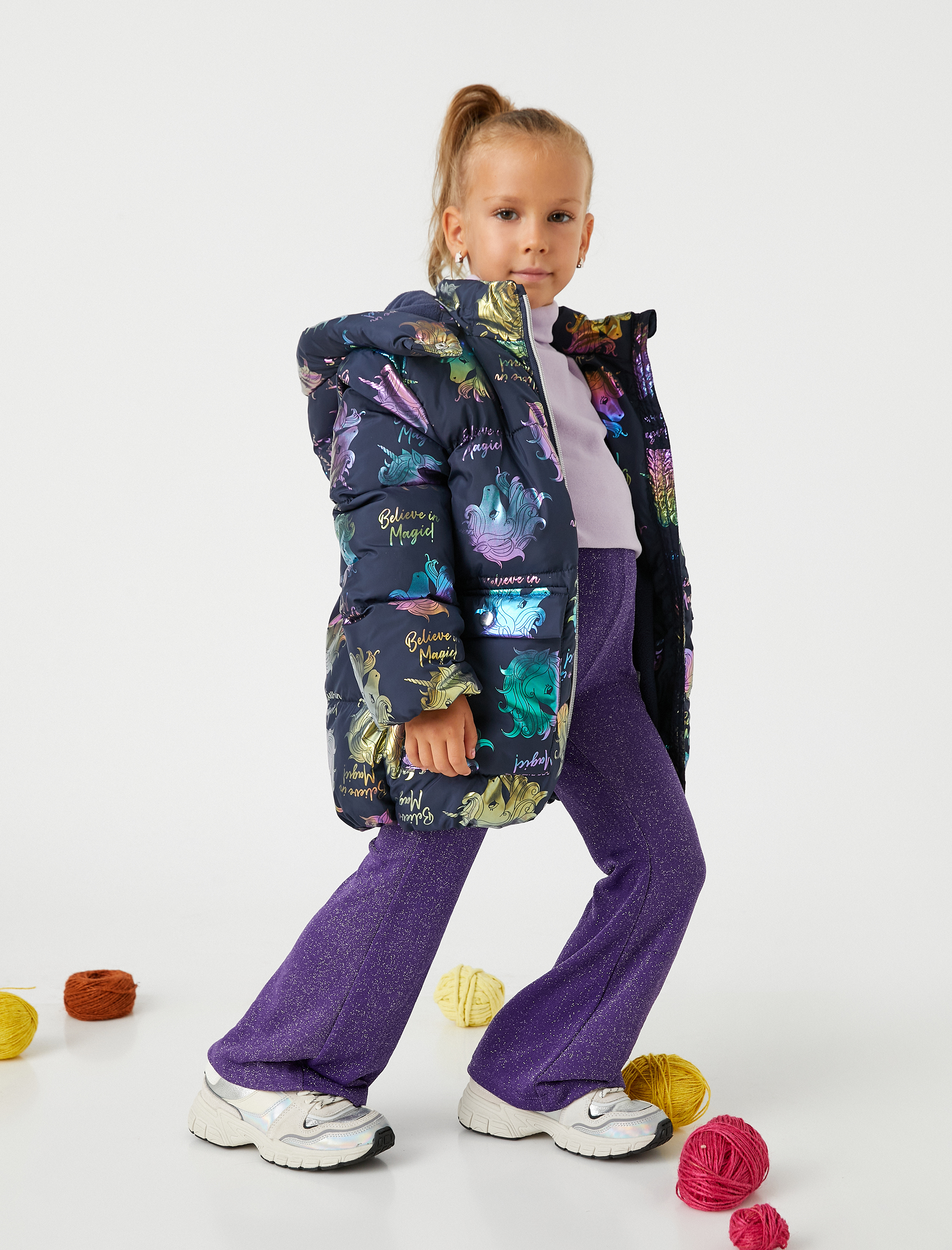  Kız Çocuk Basic İspanyol Paça Pantolon Simli