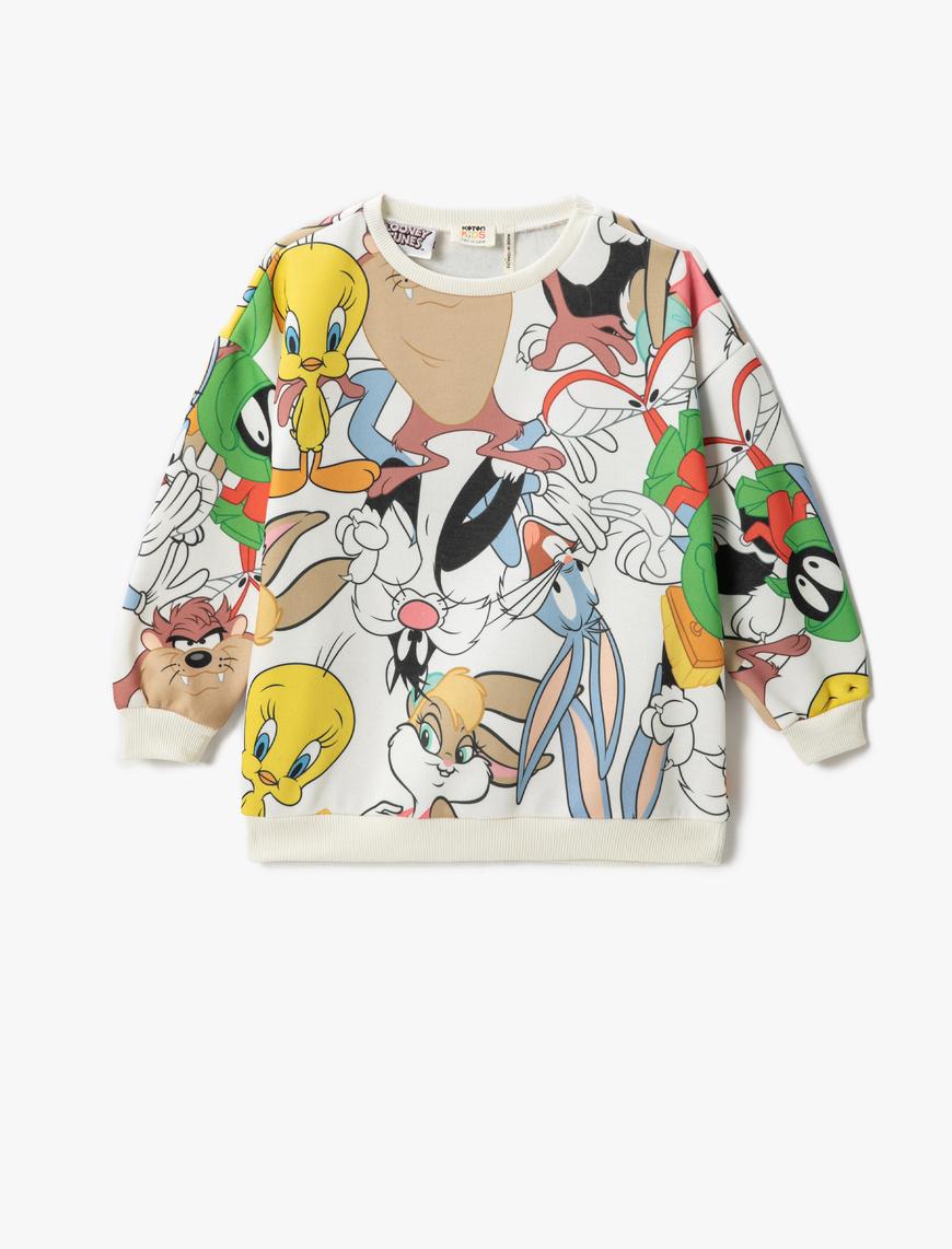  Kız Çocuk Sweat Looney Tunes Baskılı Lisanslı Bisiklet Yaka