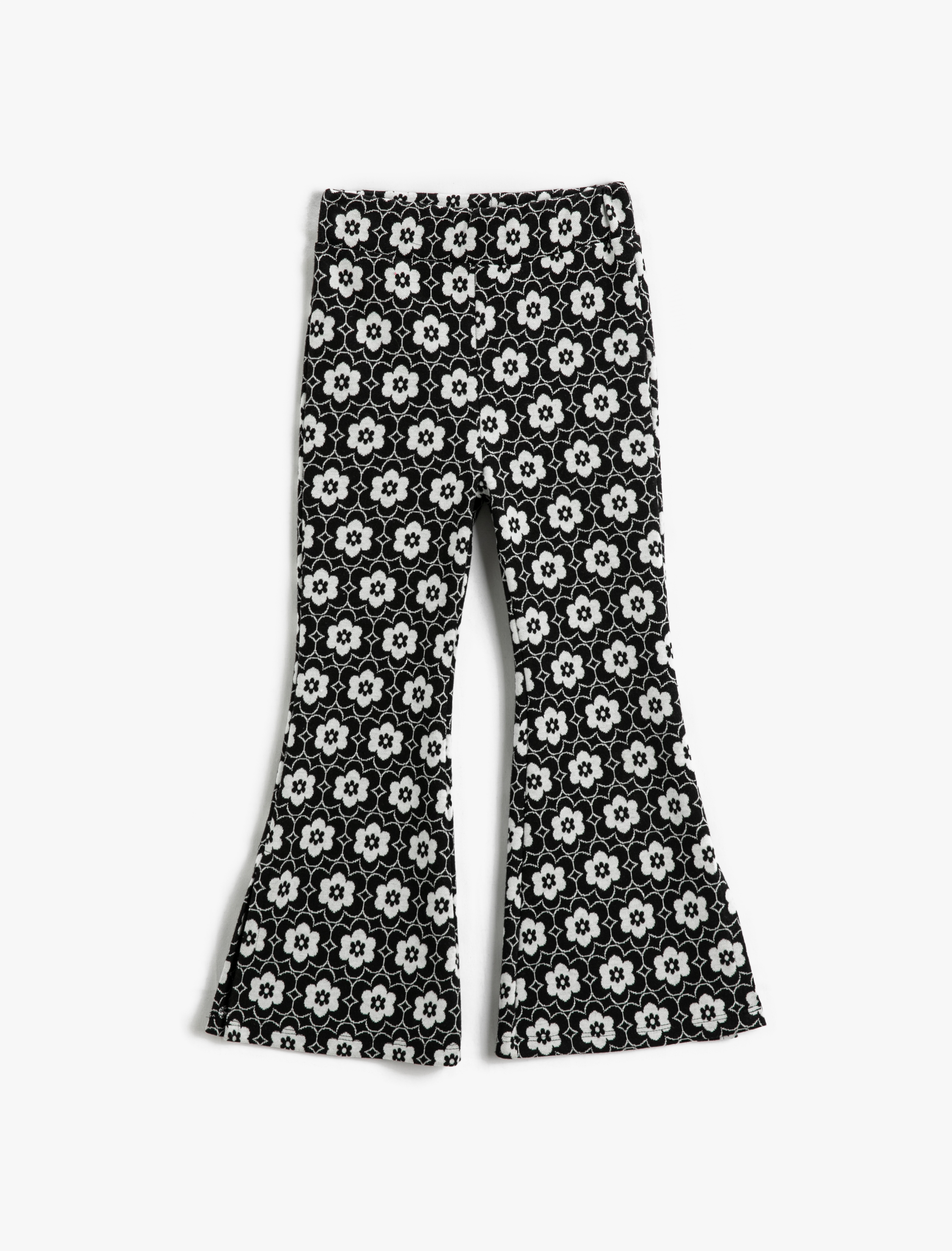  Kız Çocuk İspanyol Paça Pantolon Çiçek Desenli