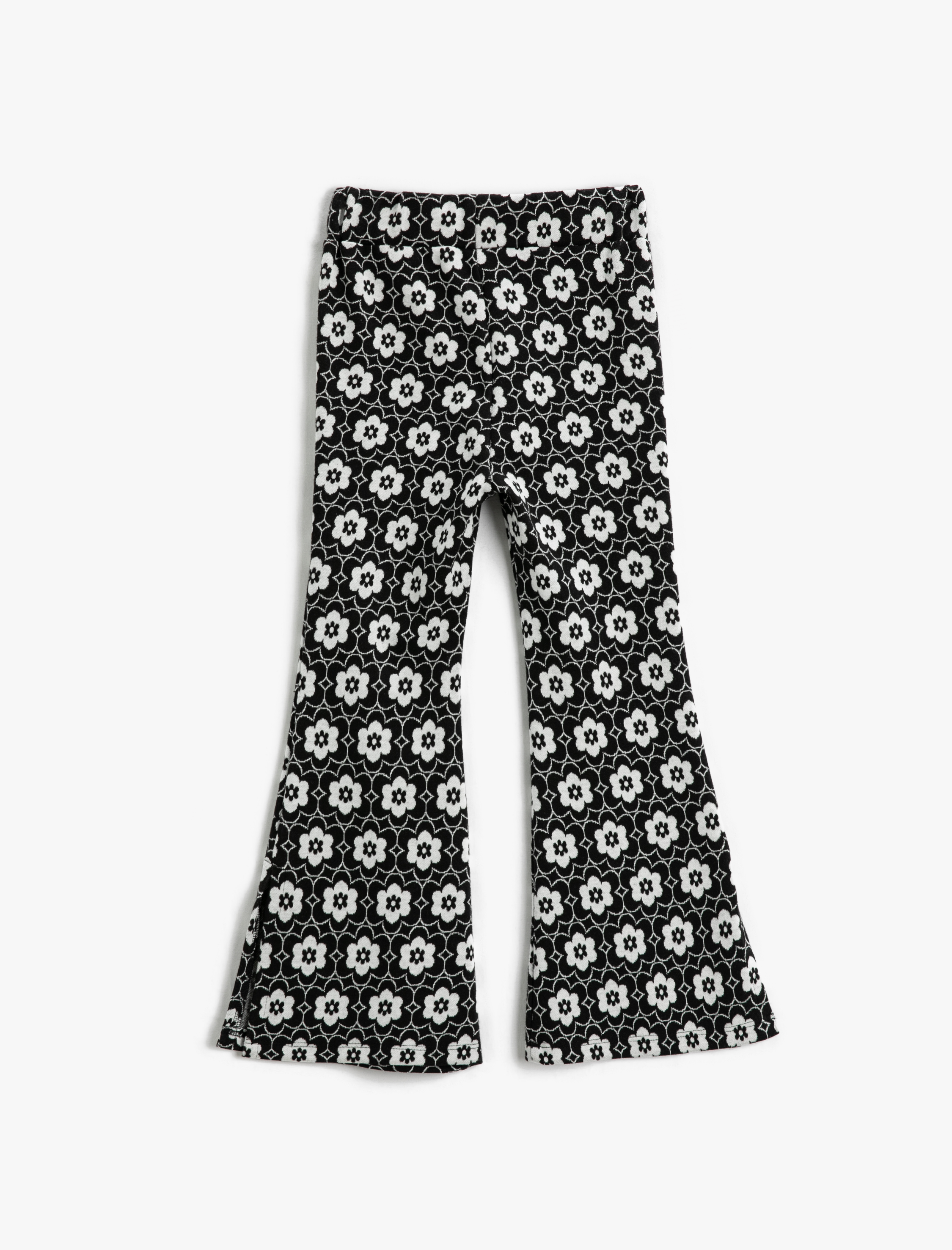  Kız Çocuk İspanyol Paça Pantolon Çiçek Desenli