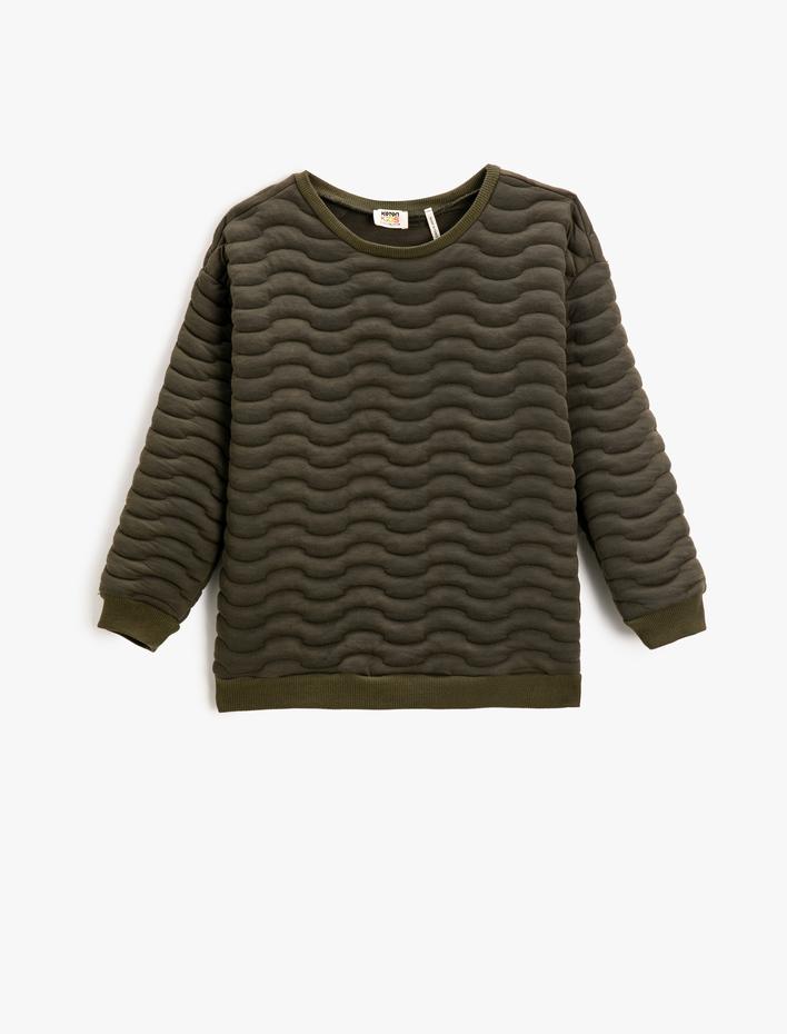 Erkek Çocuk Basic Kapitone Sweatshirt Bisiklet Yaka