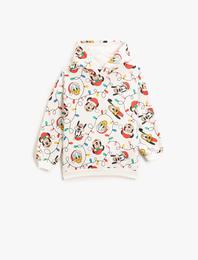 Mickey Mouse Baskılı Kapüşonlu Sweatshirt Lisanslı