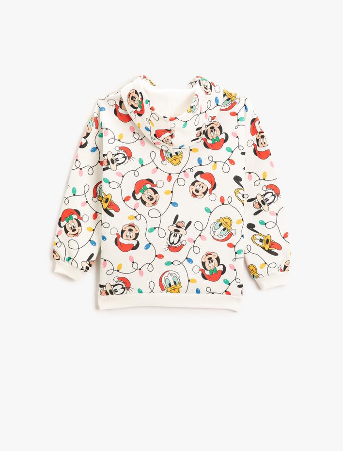 Kız Çocuk Mickey Mouse Baskılı Şardonlu Kapüşonlu Sweatshirt Lisanslı