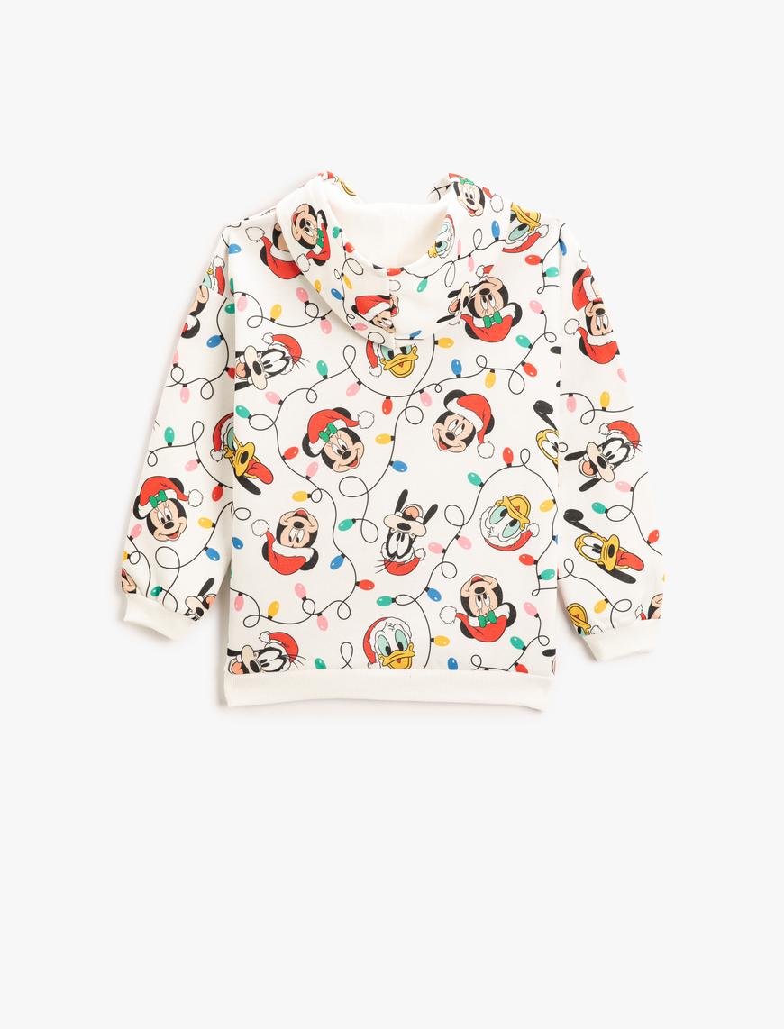  Kız Çocuk Mickey Mouse Baskılı Kapüşonlu Sweatshirt Lisanslı