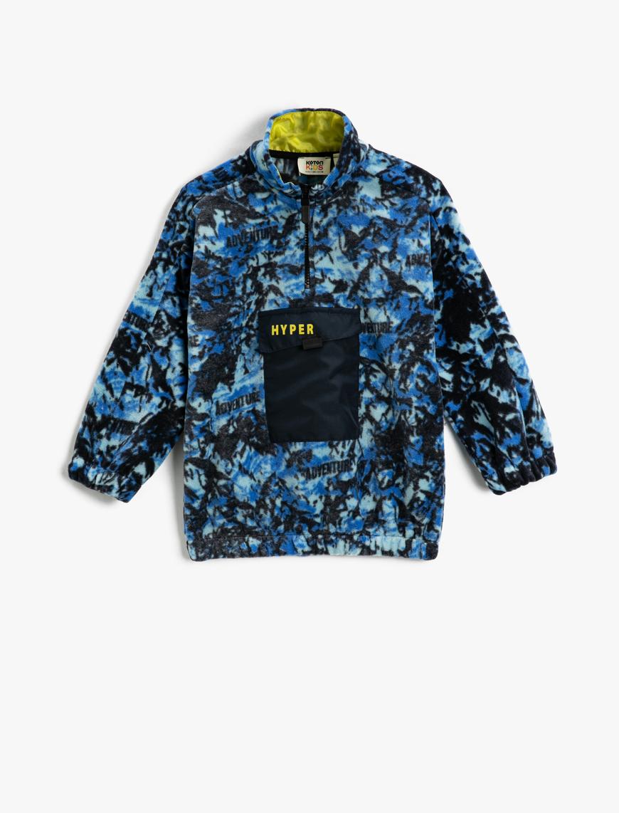  Erkek Çocuk Polar Sweatshirt Dik Yaka Fermuarlı