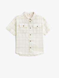 Keten Karışımlı Kısa Kollu Gömlek Cepli