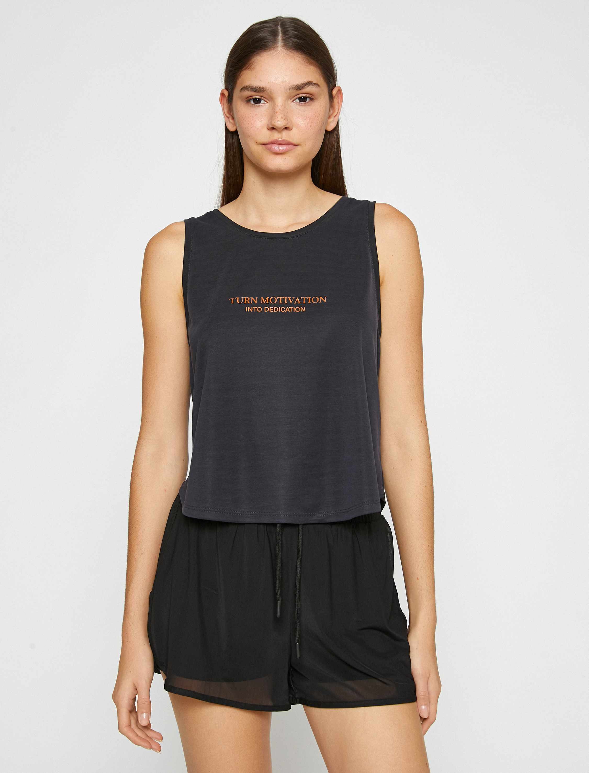   Kolsuz Tişört Slogan Baskılı Modal Karışımlı İpeksi Dokulu