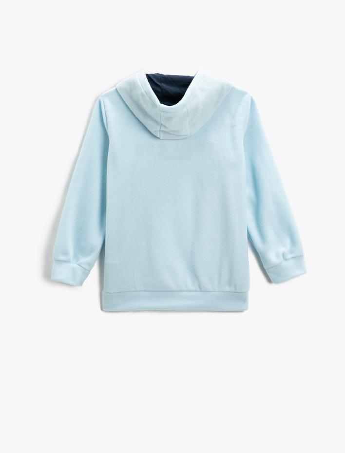 Erkek Çocuk Polar Kapşonlu Sweatshirt Baskılı Uzun Kollu