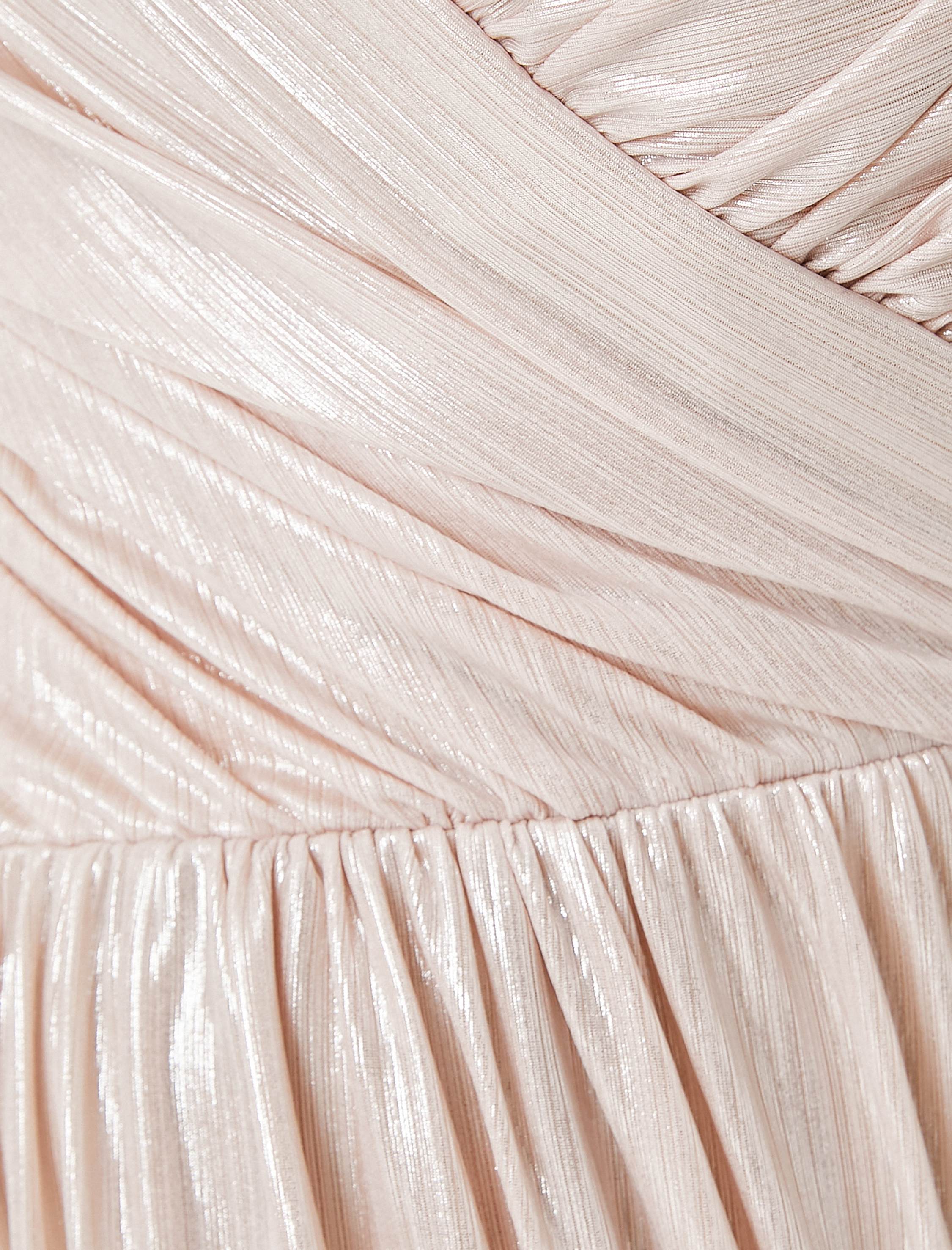   Uzun Abiye Elbise Drapeli Askılı Parlak