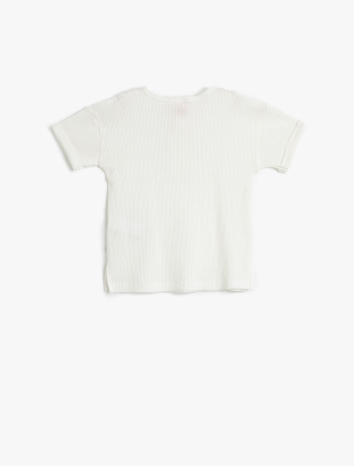 Erkek Bebek Tişört Düğme Detaylı Kısa Kollu Bisiklet Yaka Fitilli Pamuklu