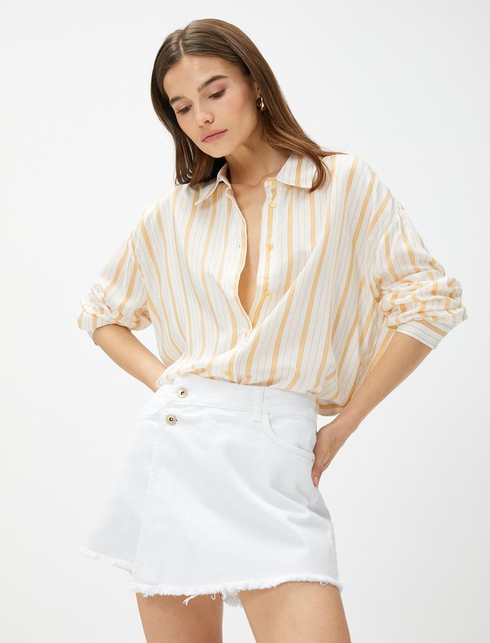  Oversize Poplin Gömlek Uzun Kollu Yarı Transparan