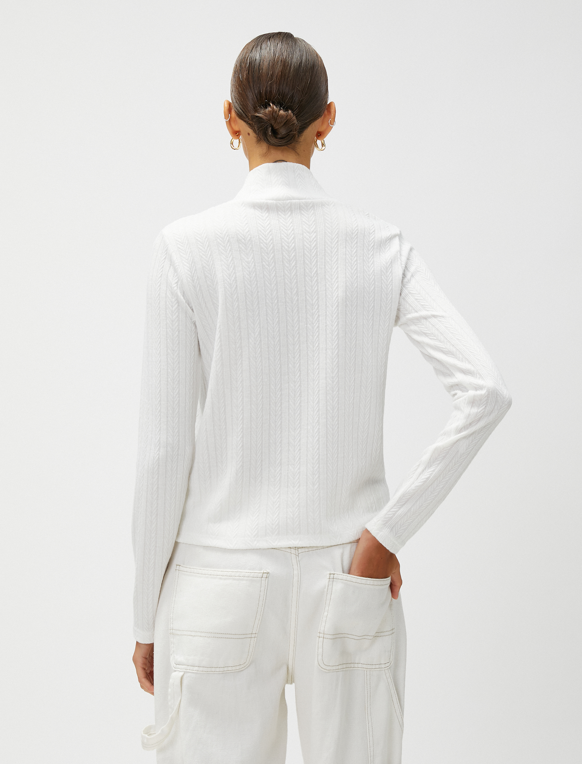   Motifli Tişört Balıkçı Yaka Uzun Kollu