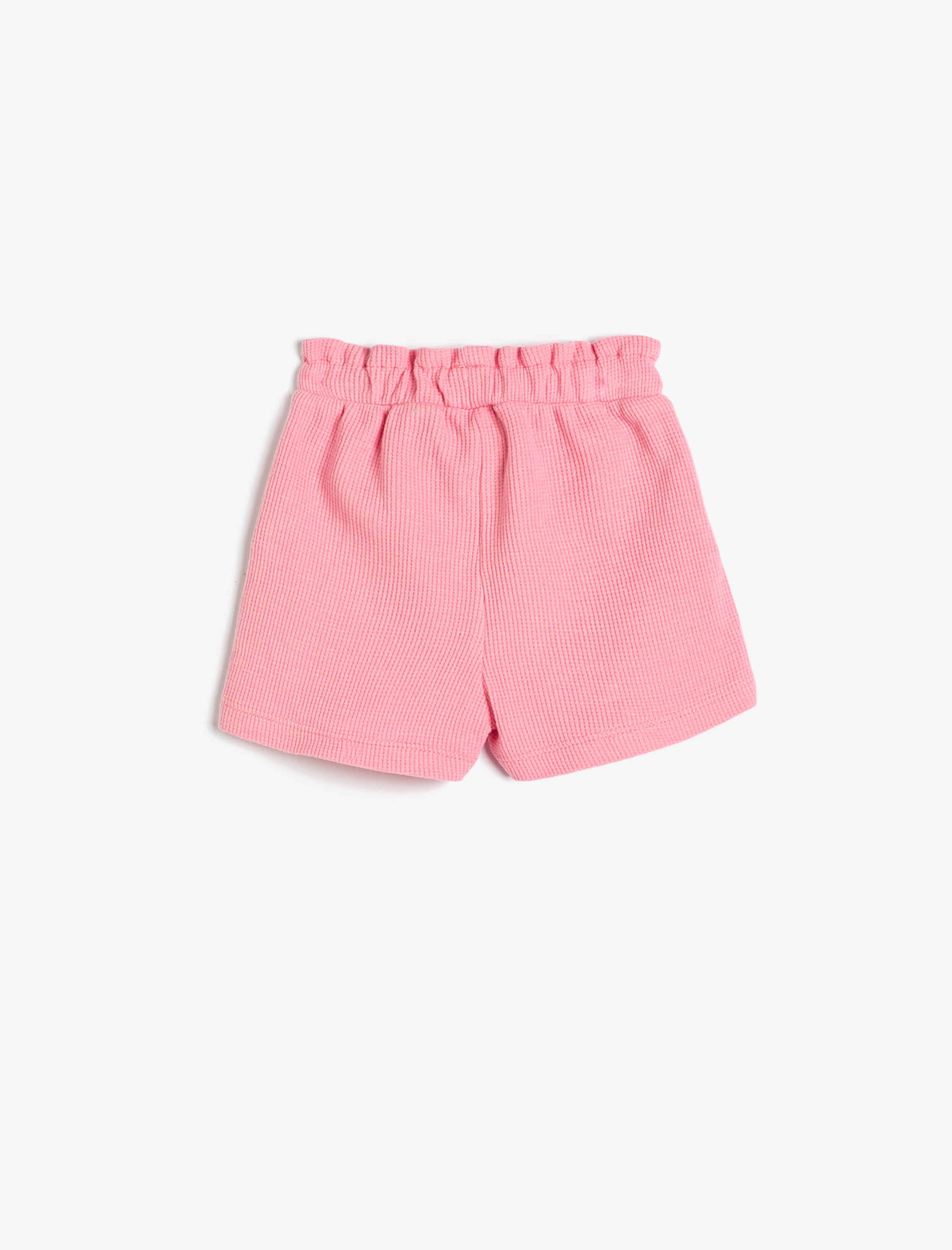  Kız Bebek Şort Cepli Dokulu Beli Lastikli Pamuklu