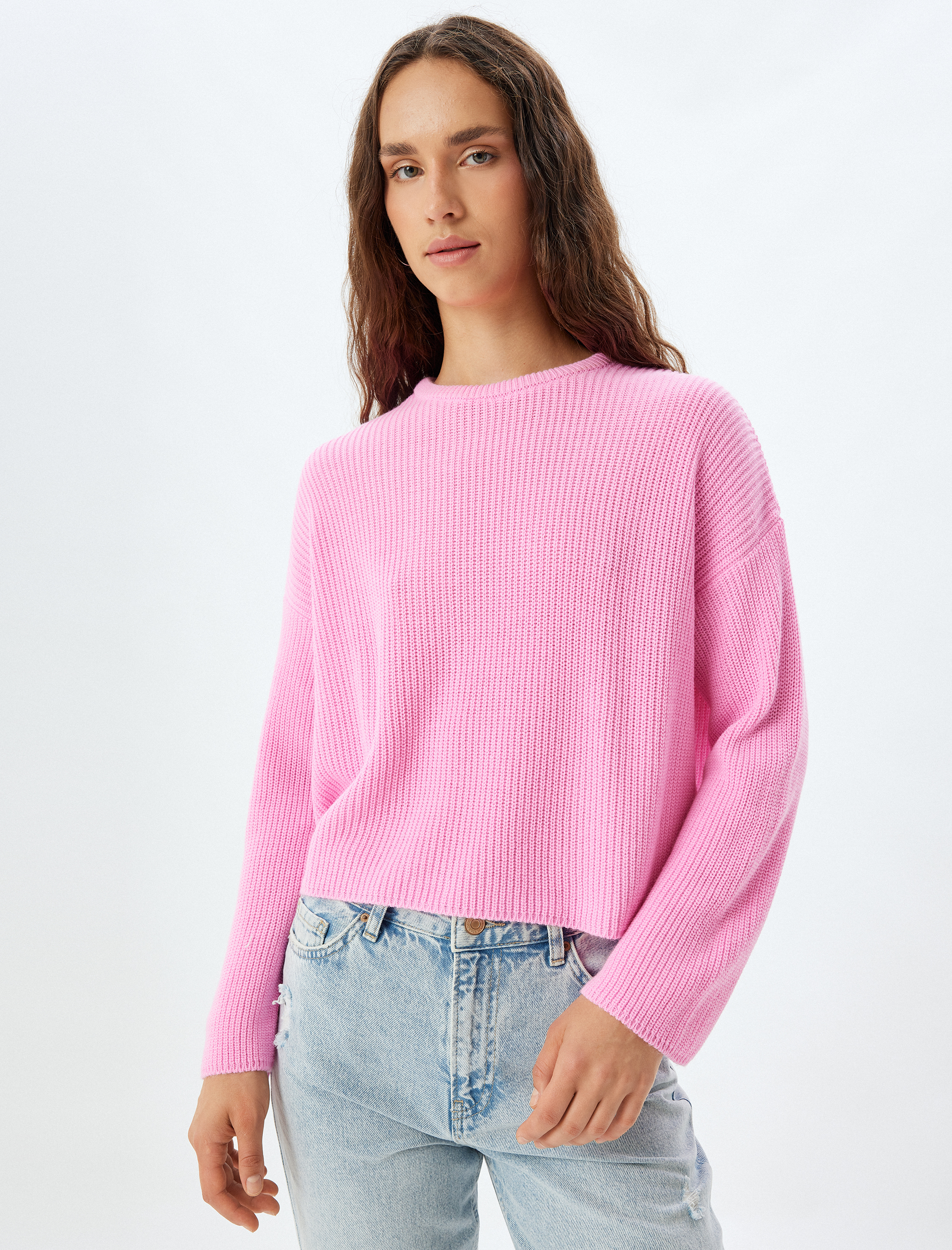 Basic Triko Kazak Yuvarlak Yaka Uzun Kollu Regular Fit