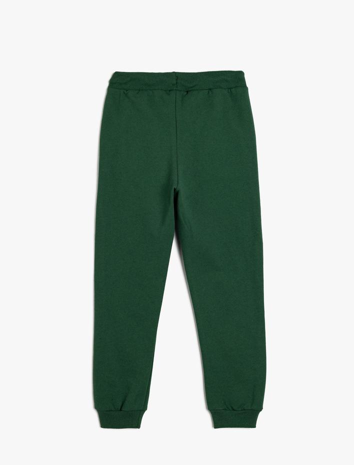 Erkek Çocuk Jogger Eşofman Altı Beli Bağlamalı Baskı Detaylı Cepli Şardonlu