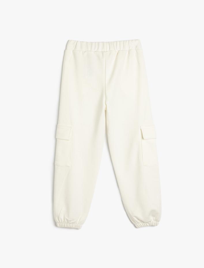 Kız Çocuk Kargo Jogger Eşofman Altı Cepli Beli Lastikli Viskon Karışımlı