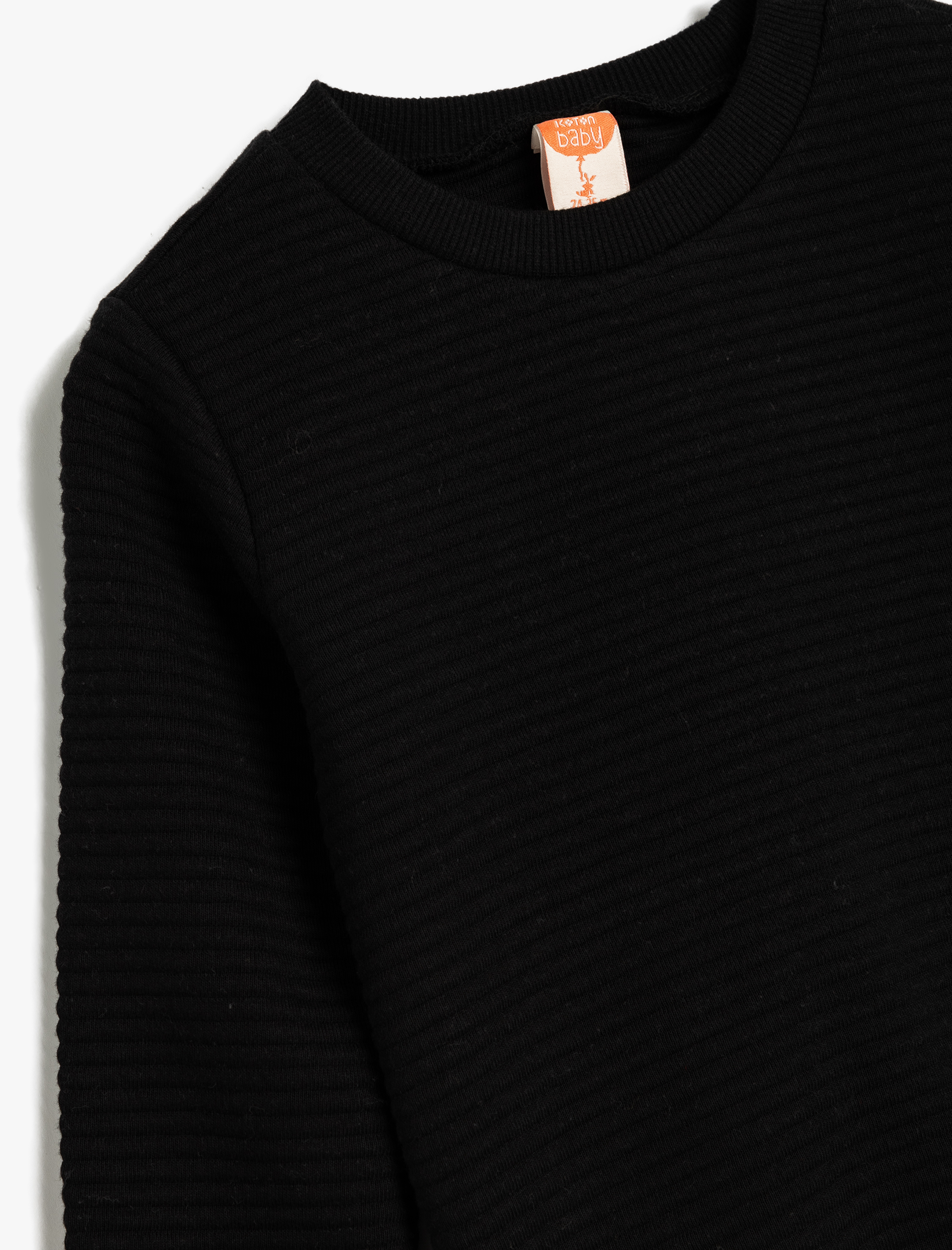  Erkek Bebek Pamuklu Bisiklet Yaka Uzun Kollu Basic Sweatshirt