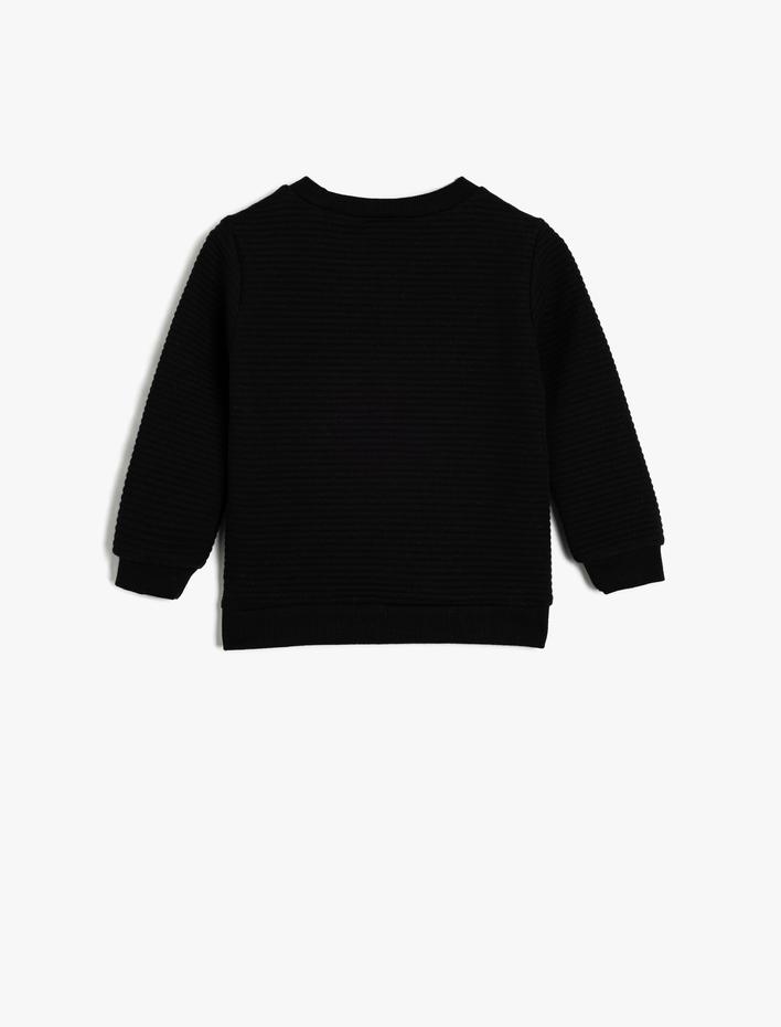 Erkek Bebek Pamuklu Bisiklet Yaka Uzun Kollu Basic Sweatshirt