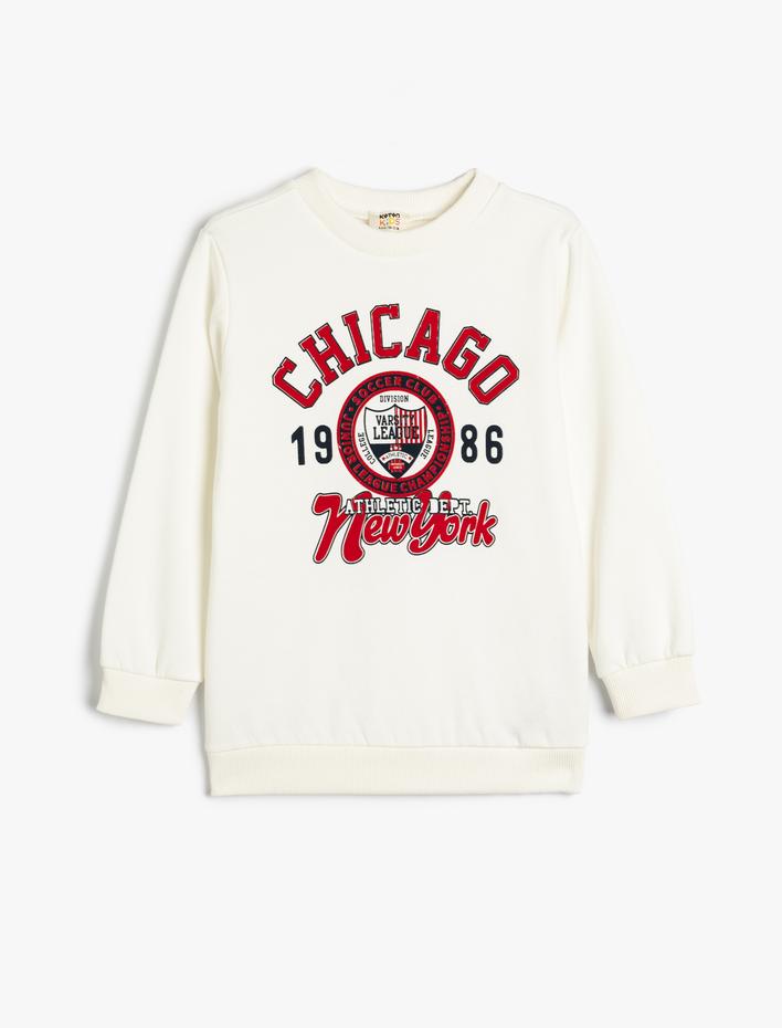 Erkek Çocuk Şardonlu Uzun Kollu Şehir Baskılı Sweatshirt