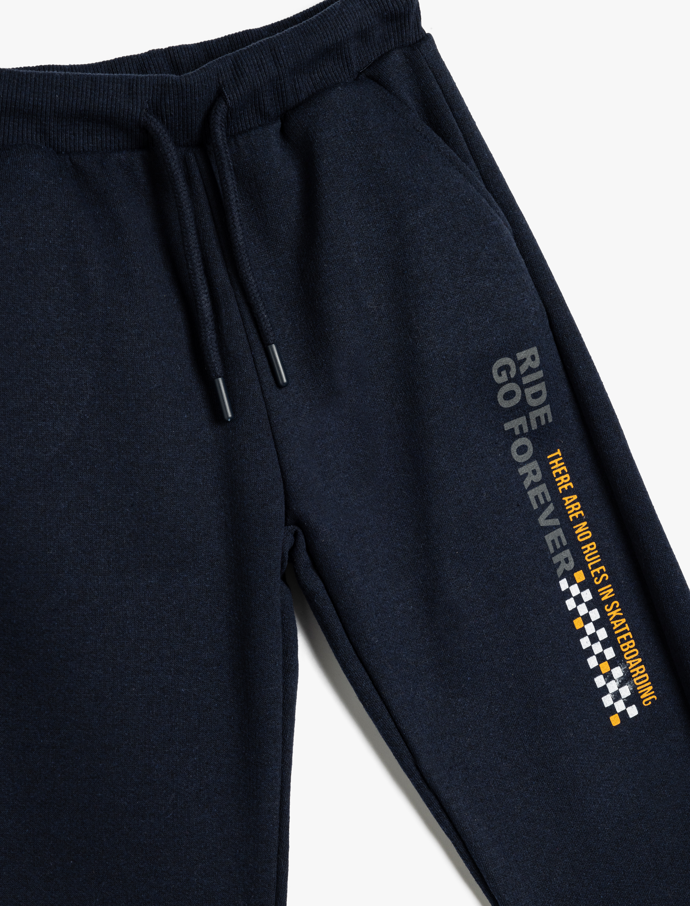  Erkek Çocuk Jogger Eşofman Altı Slogan Baskılı Cepli Beli Bağlamalı Şardonlu