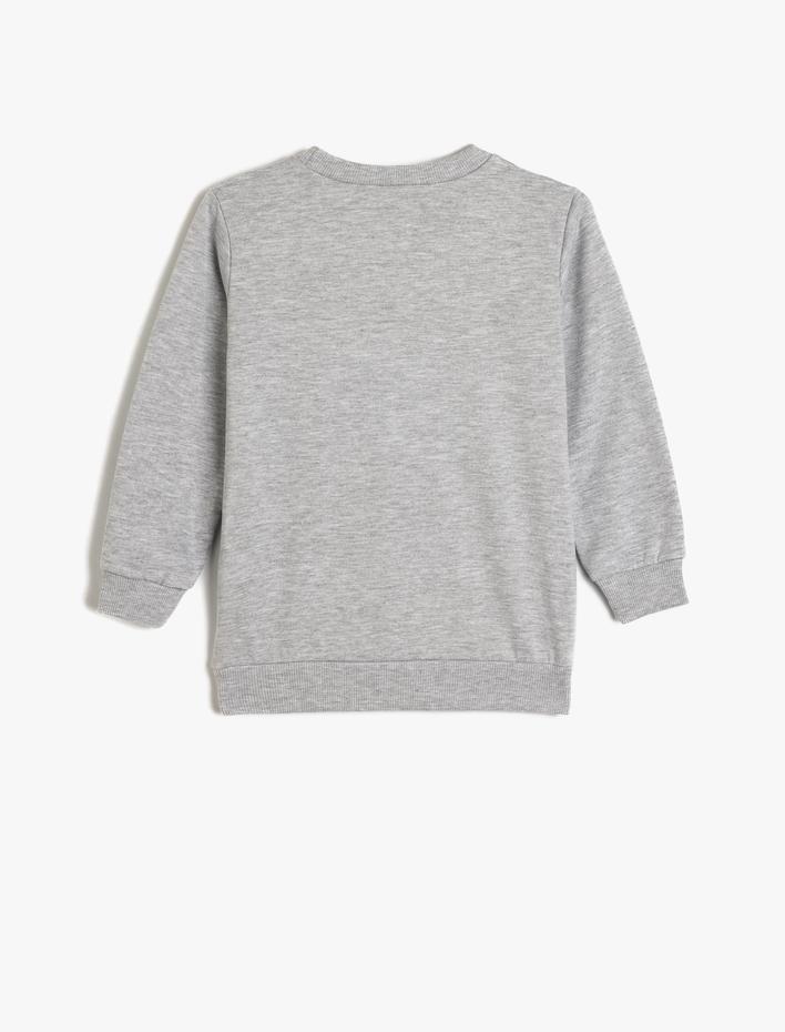 Erkek Çocuk Slogan Baskılı Sweatshirt Bisiklet Yaka Şardonlu