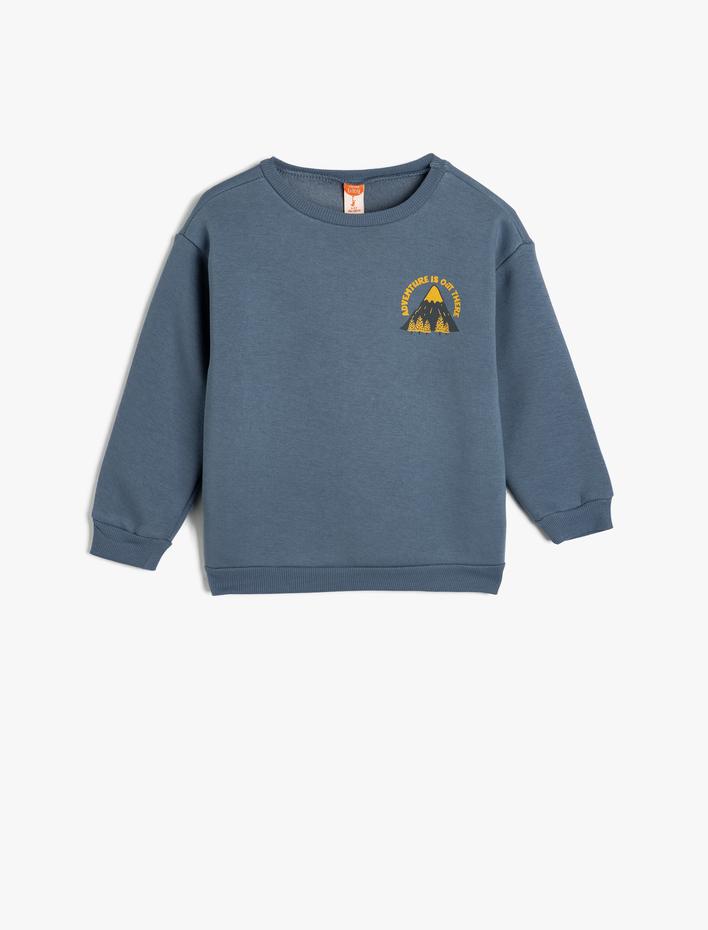 Erkek Bebek Baskılı Sweatshirt Bisiklet Yaka Uzun Kollu