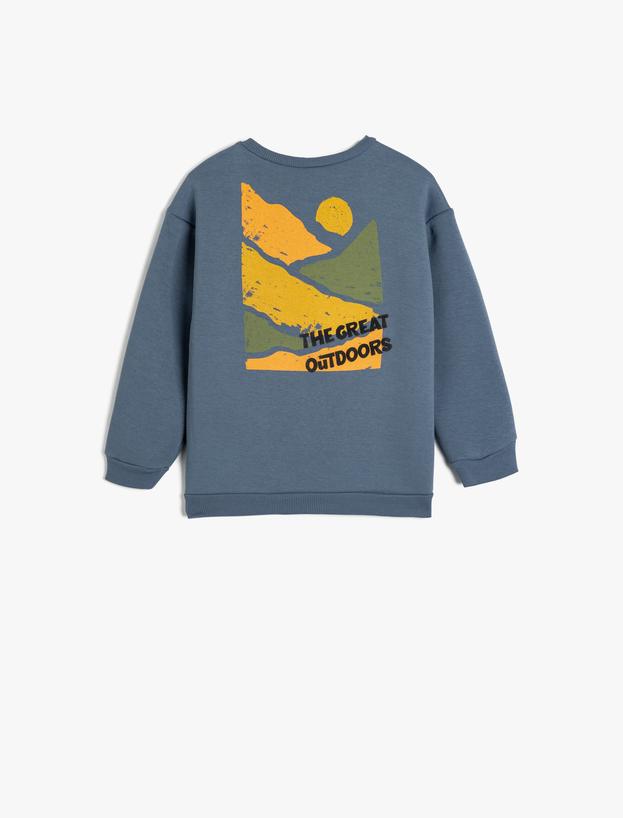 Baskılı Sweatshirt Bisiklet Yaka Uzun Kollu_1