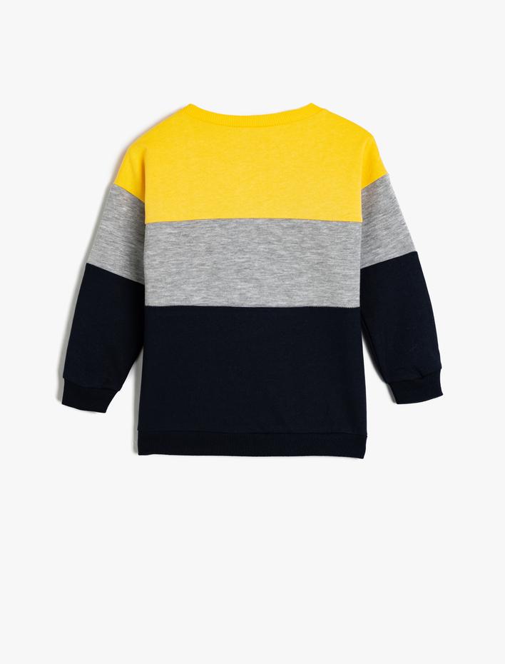 Erkek Bebek Slogan Baskılı Uzun Kollu Pamuklu Bisiklet Yaka Şardonlu Sweatshirt