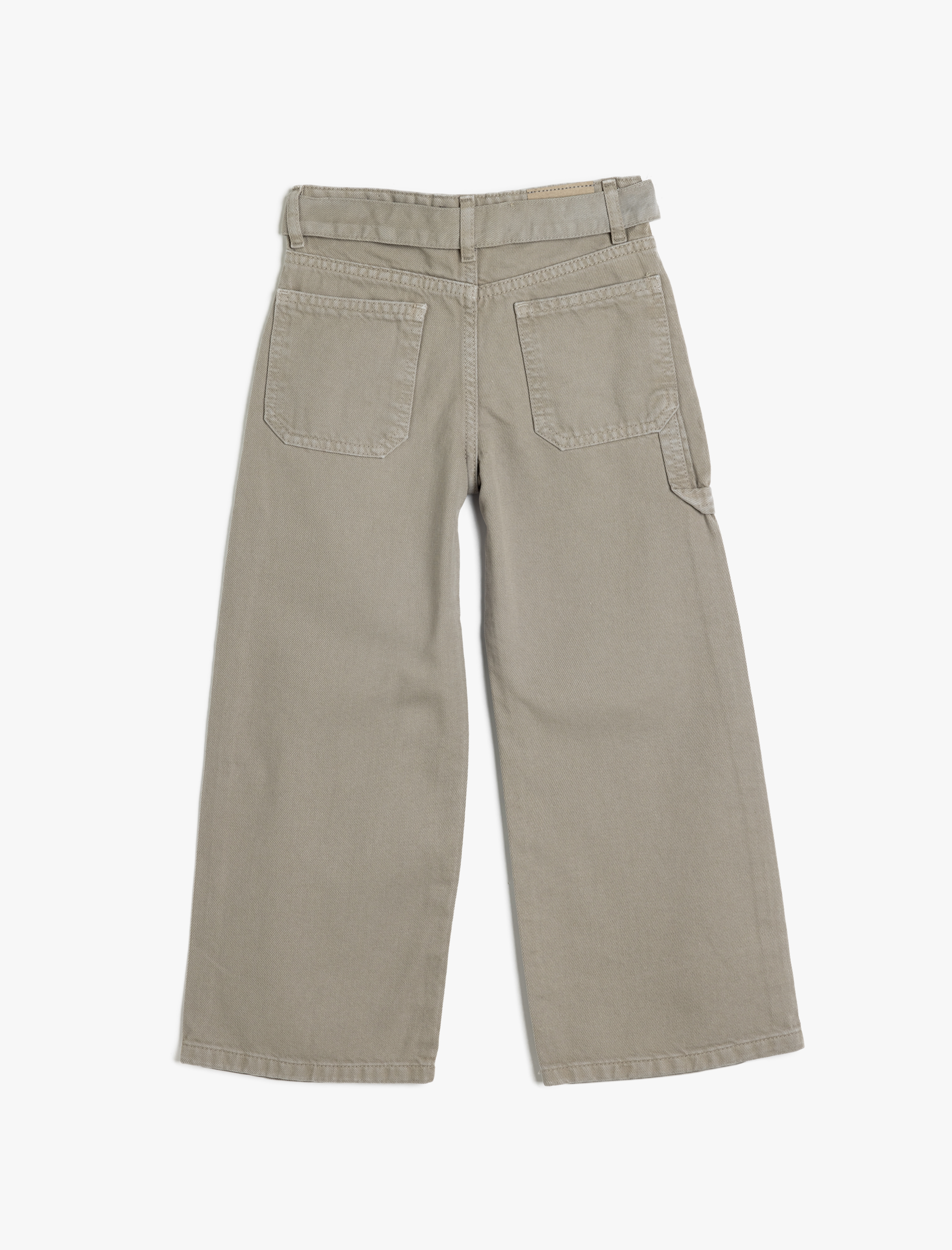 Kız Çocuk Geniş Paça Kot Pantolon Kemerli Cep Detaylı