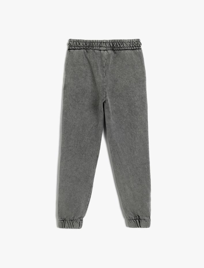 Erkek Çocuk Eşofman Altı Beli Bağcıklı Cep Detaylı Pamuklu Şardonlu