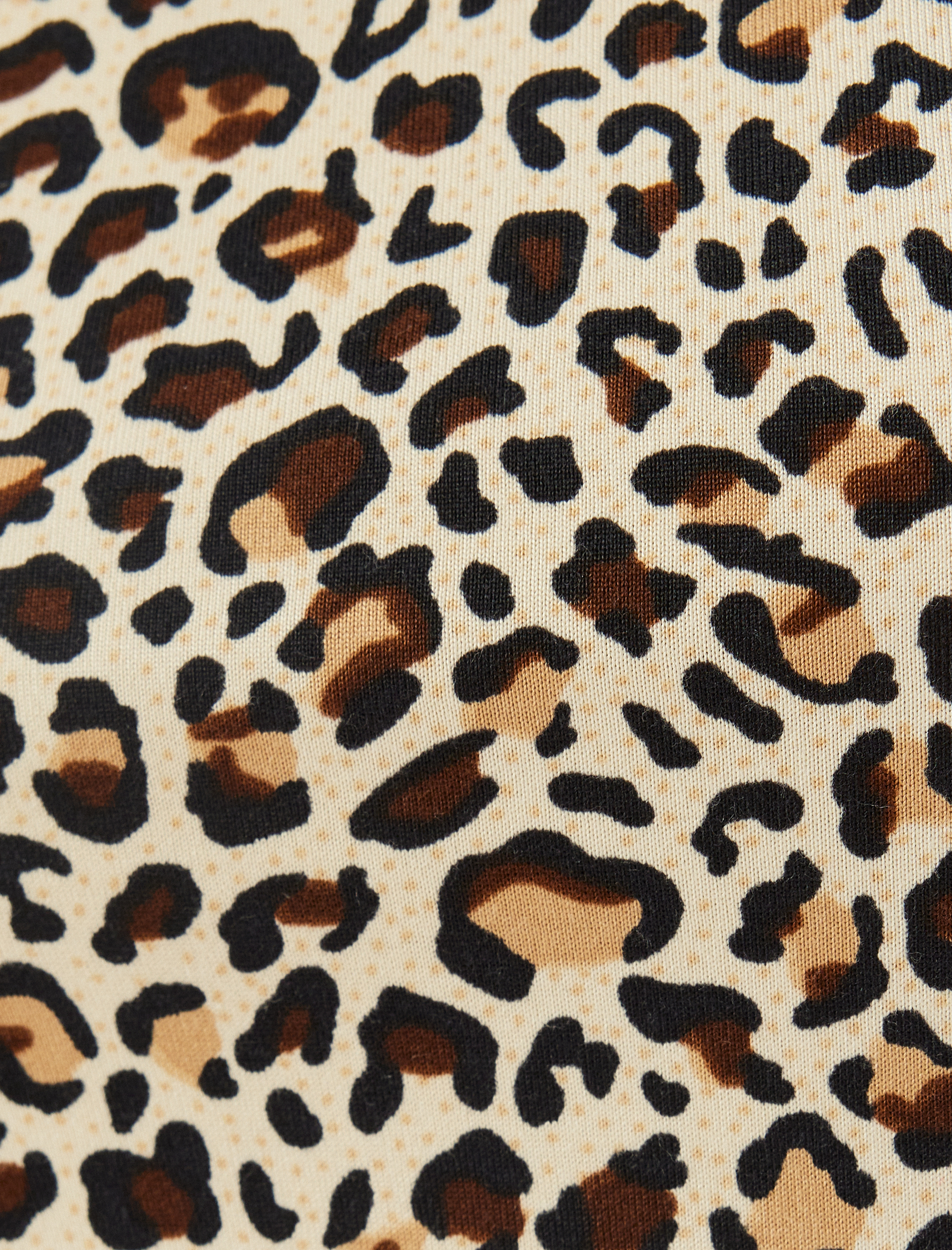   Leoparlı Crop Pijama Üstü Kısa Kollu Bisiklet Yaka