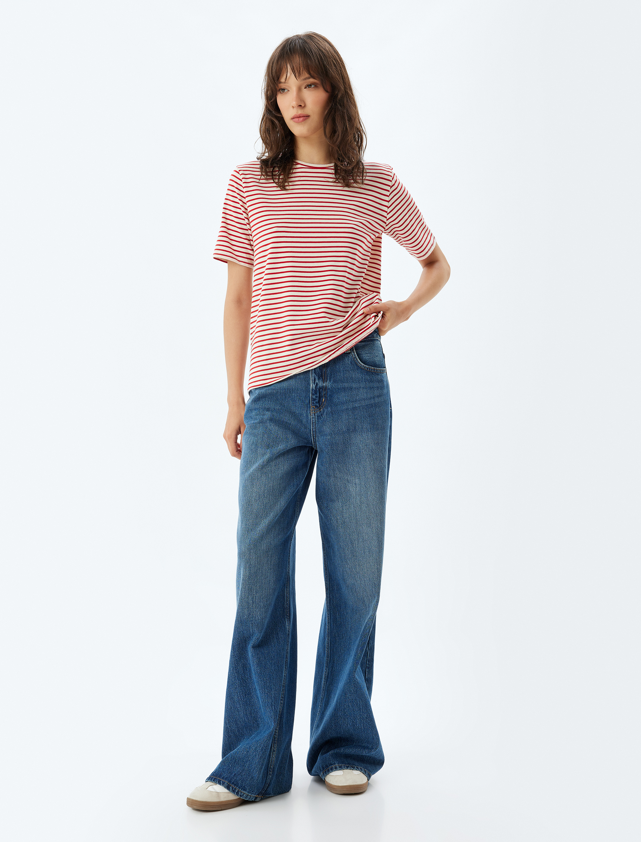   Bisiklet Yaka Tişört Kısa Kollu Pamuklu