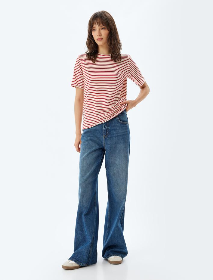  Bisiklet Yaka Tişört Kısa Kollu Pamuklu