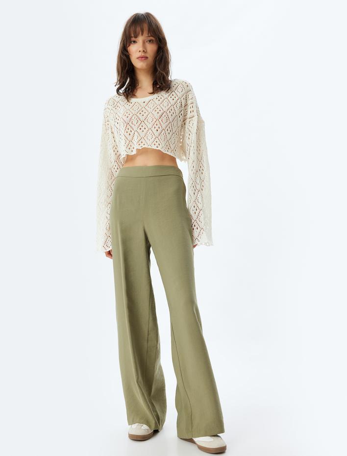  Modal Pantolon Yüksek Bel Geniş Paça