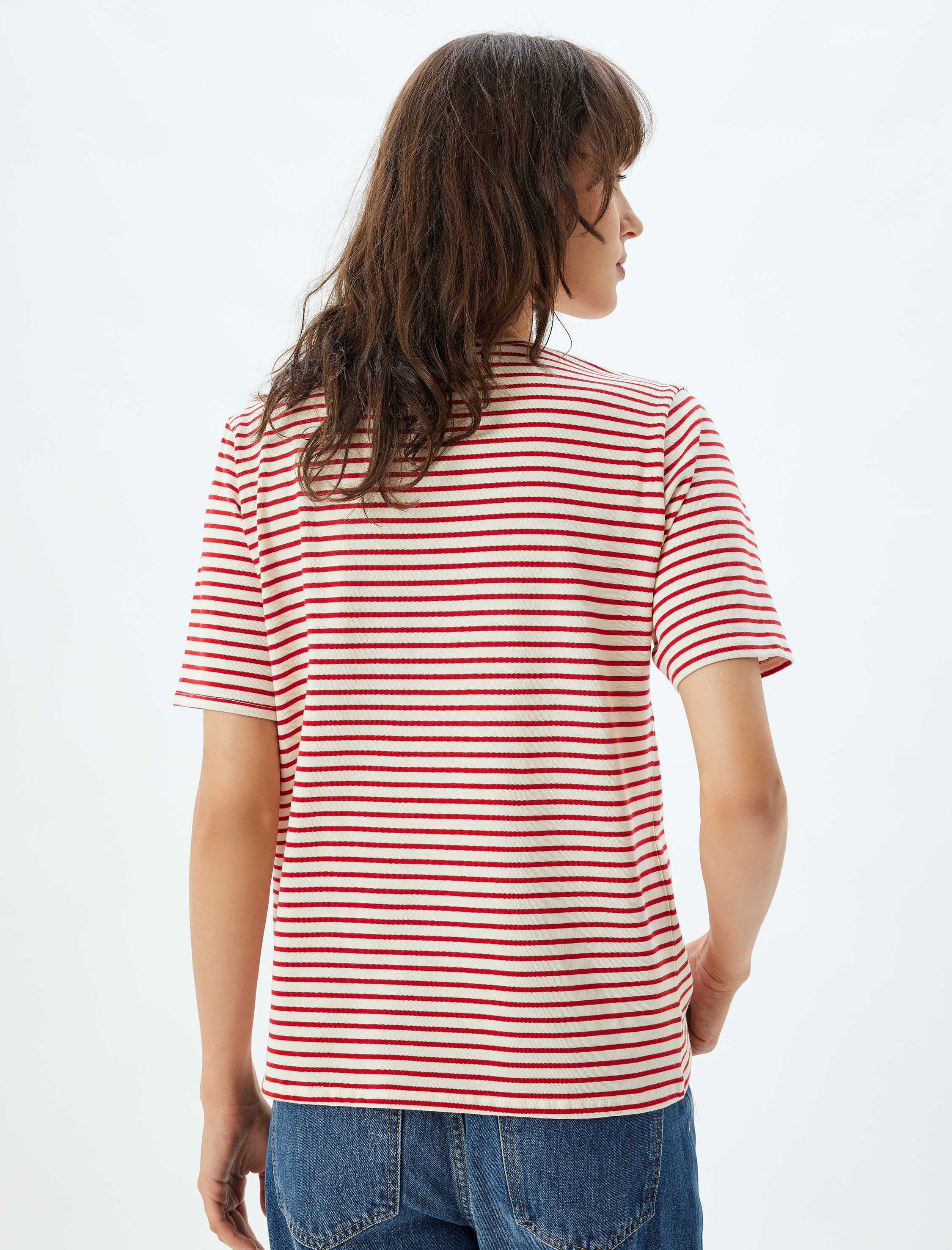   Bisiklet Yaka Tişört Kısa Kollu Pamuklu