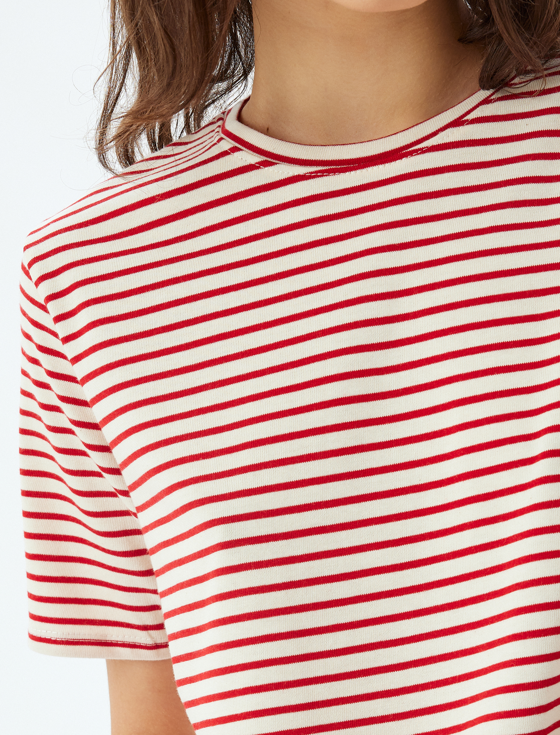   Bisiklet Yaka Tişört Kısa Kollu Pamuklu