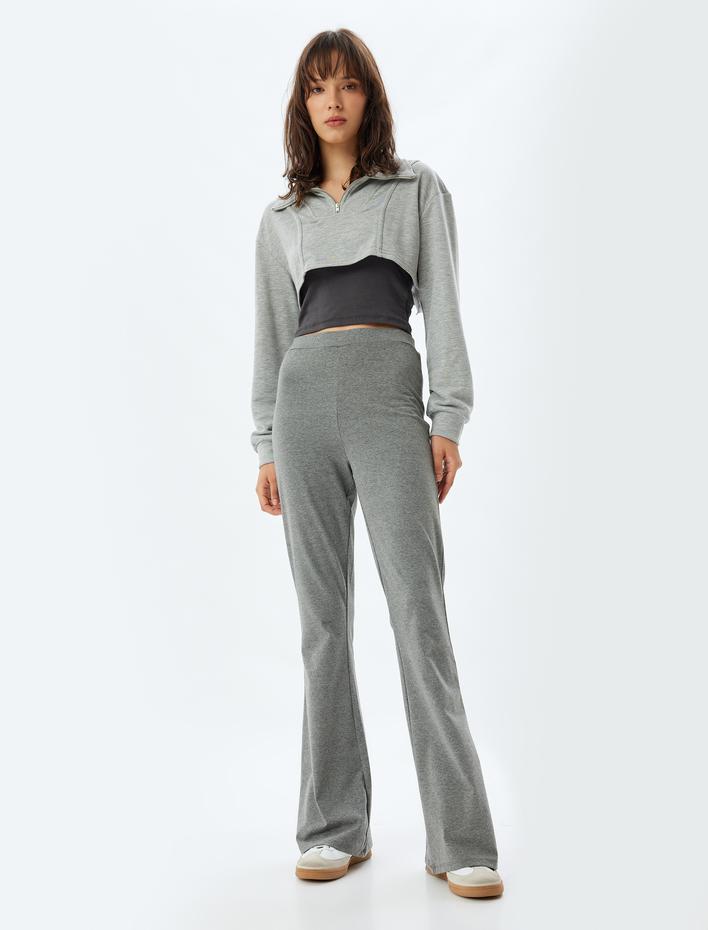  İspanyol Paça Eşofman Pantolon Slim Fit Standart Bel