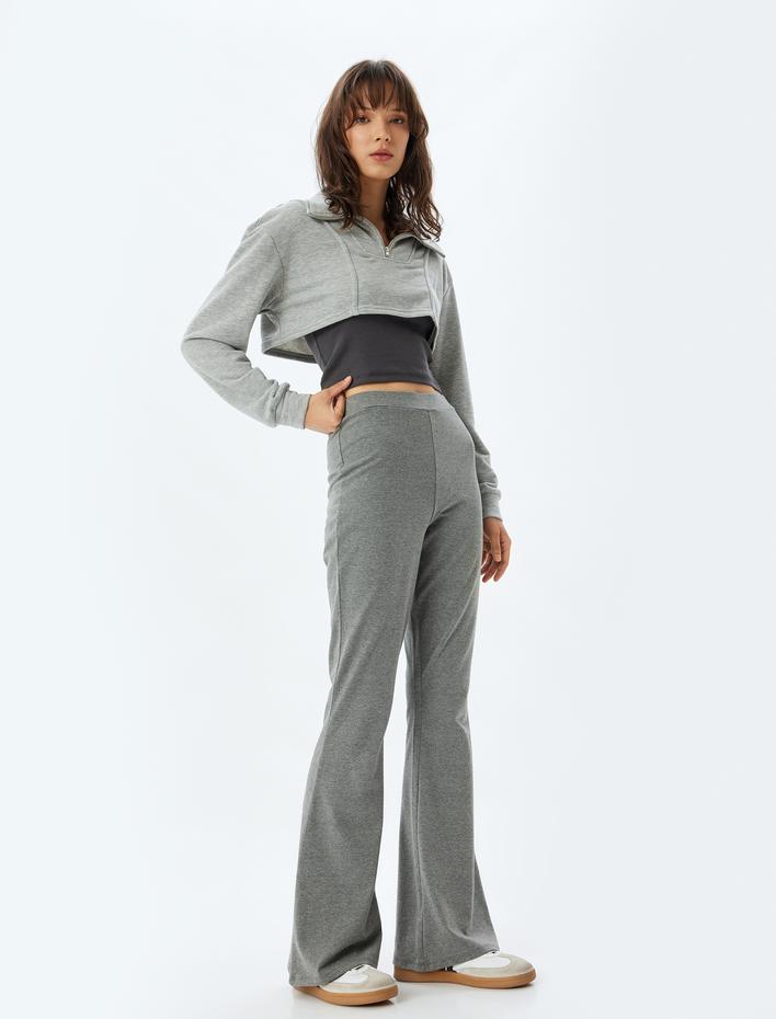  İspanyol Paça Eşofman Pantolon Slim Fit Standart Bel