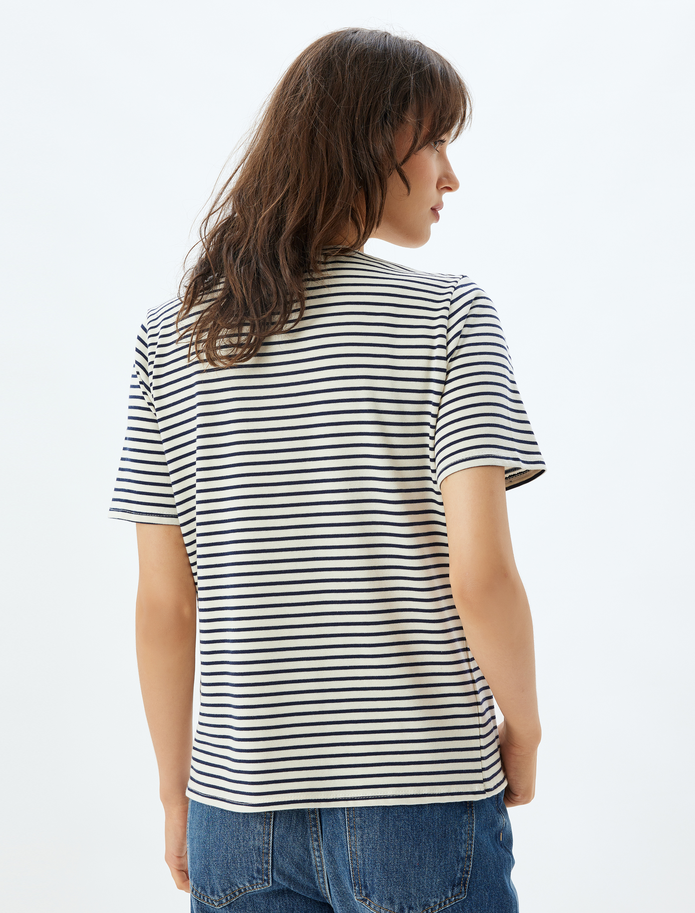   Bisiklet Yaka Tişört Kısa Kollu Pamuklu