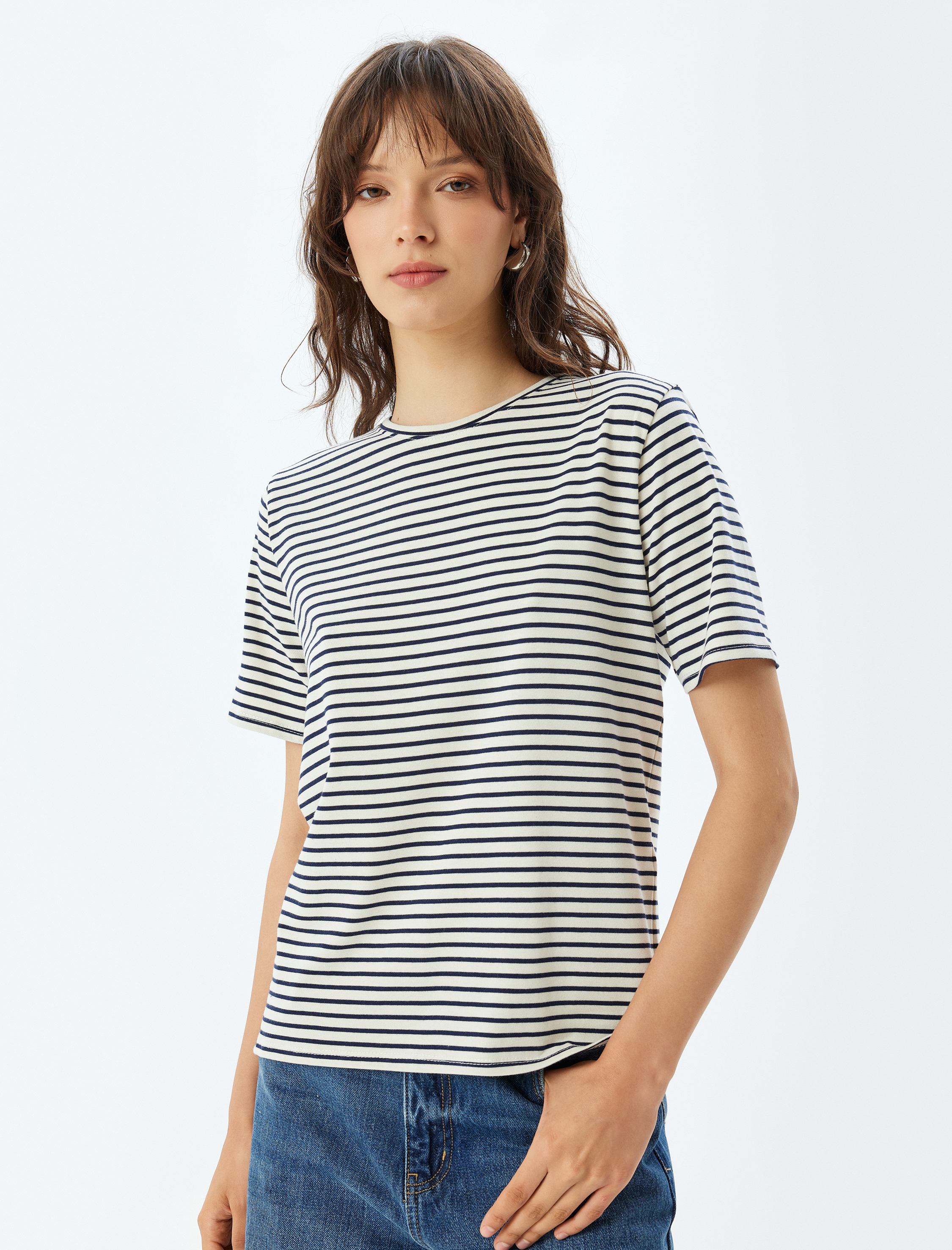   Bisiklet Yaka Tişört Kısa Kollu Pamuklu