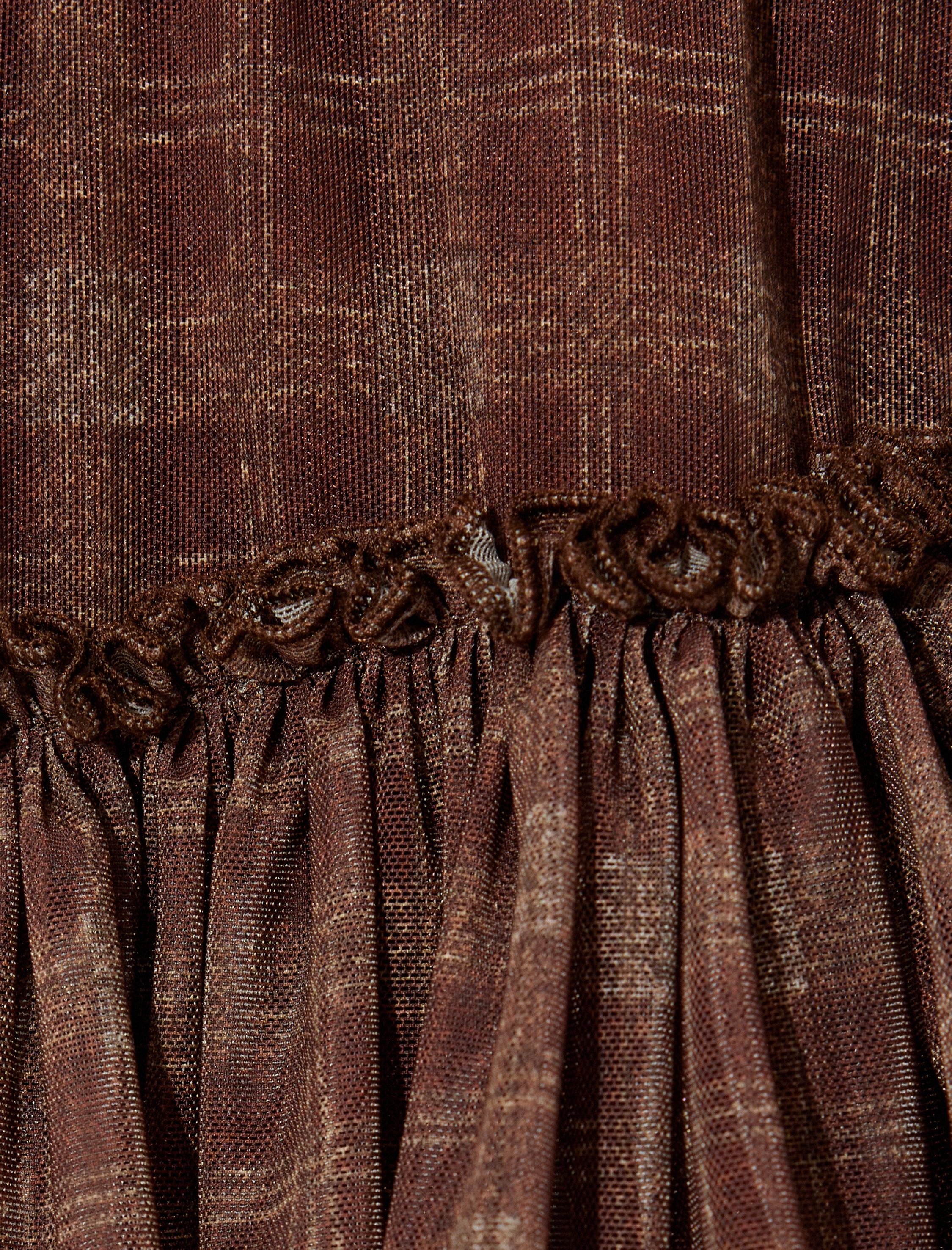   Kahve Kadın Koton X Zeynep Bastık -  Düşük Bel Katlı Fırfırlı Mini Etek