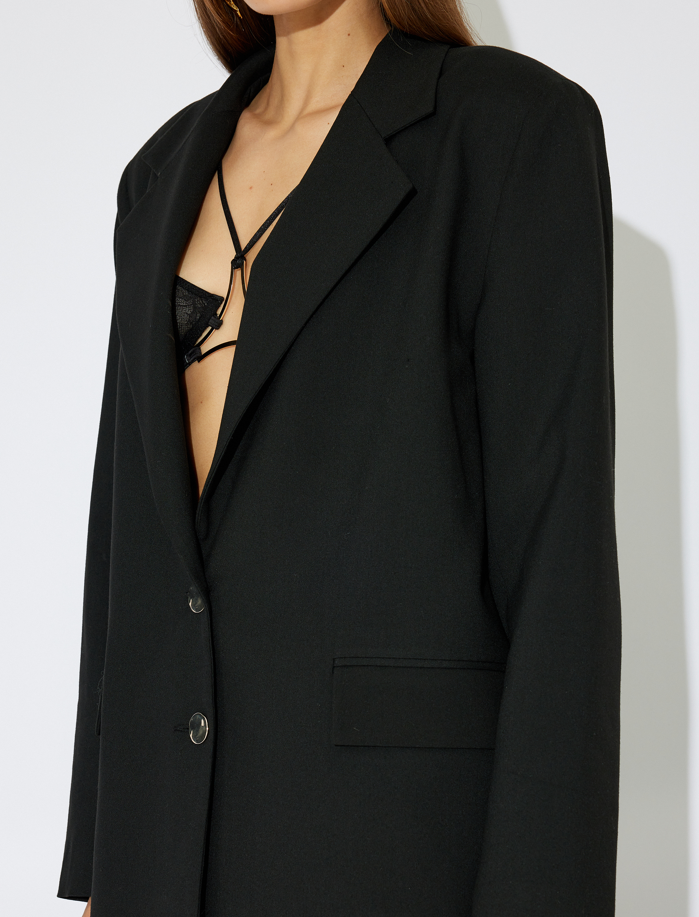   Blazer Ceket Kruvaze Düğmeli Cepli