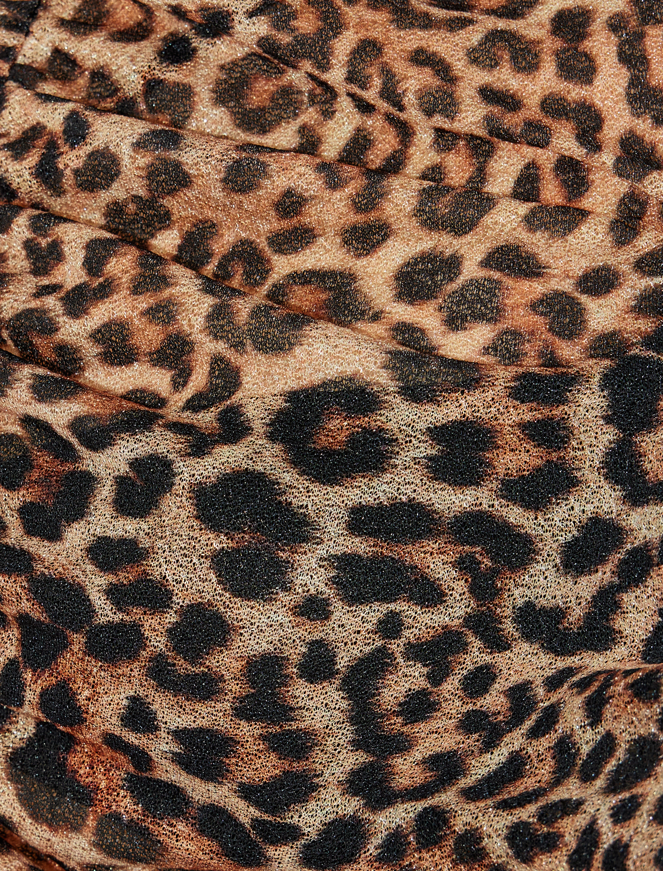   Crop Leopar Bluz Drapeli Dik Yaka Uzun Kollu