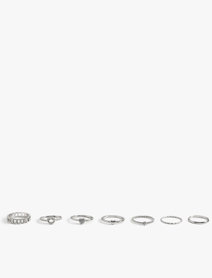 Kadın Yüzük Seti Taş Detaylı Burgu