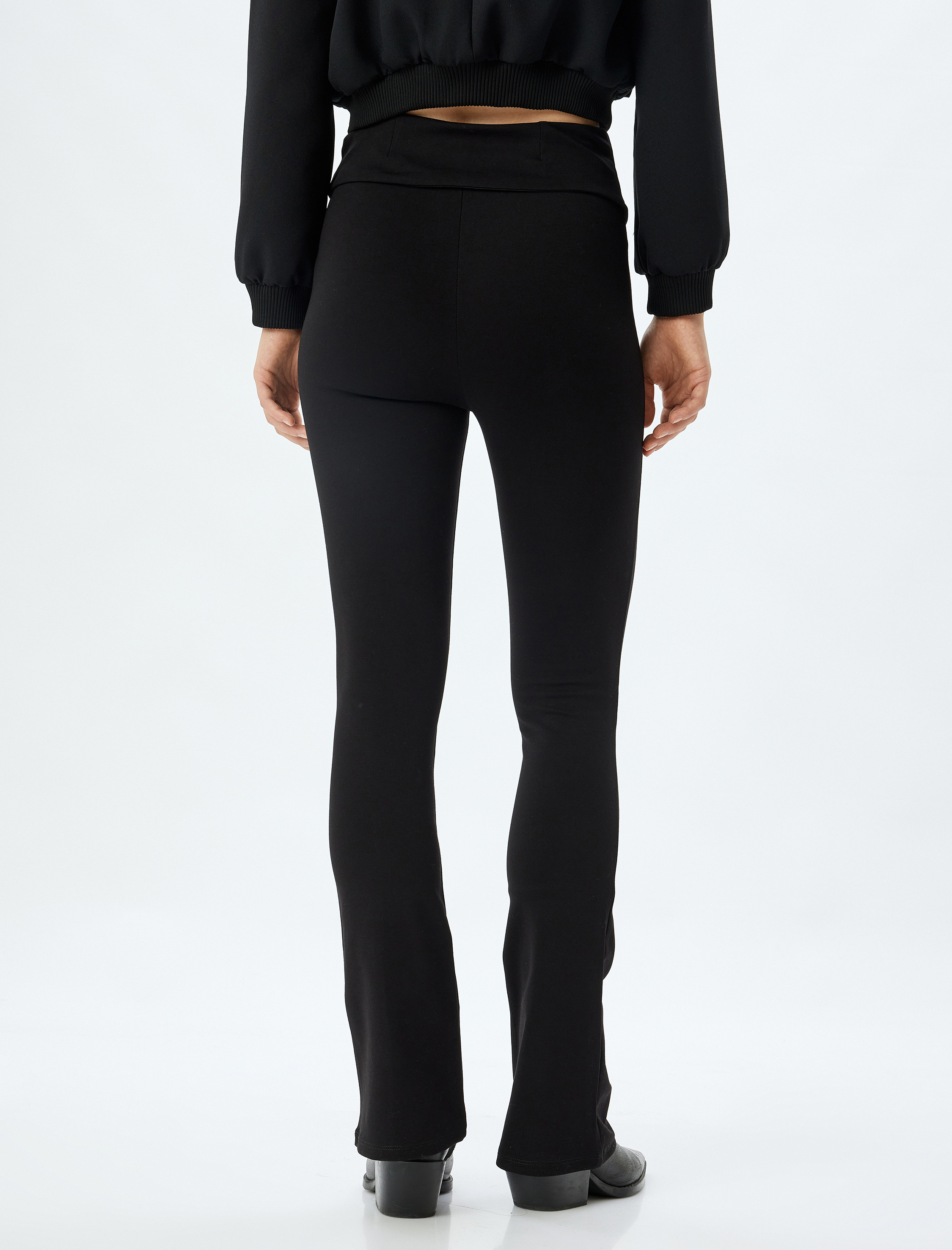   İspanyol Paça Tayt Pantolon Fermuar Detaylı Slim Fit